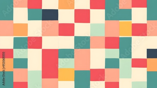 Abstract Geometric Pattern with Pastel Colors and Squares