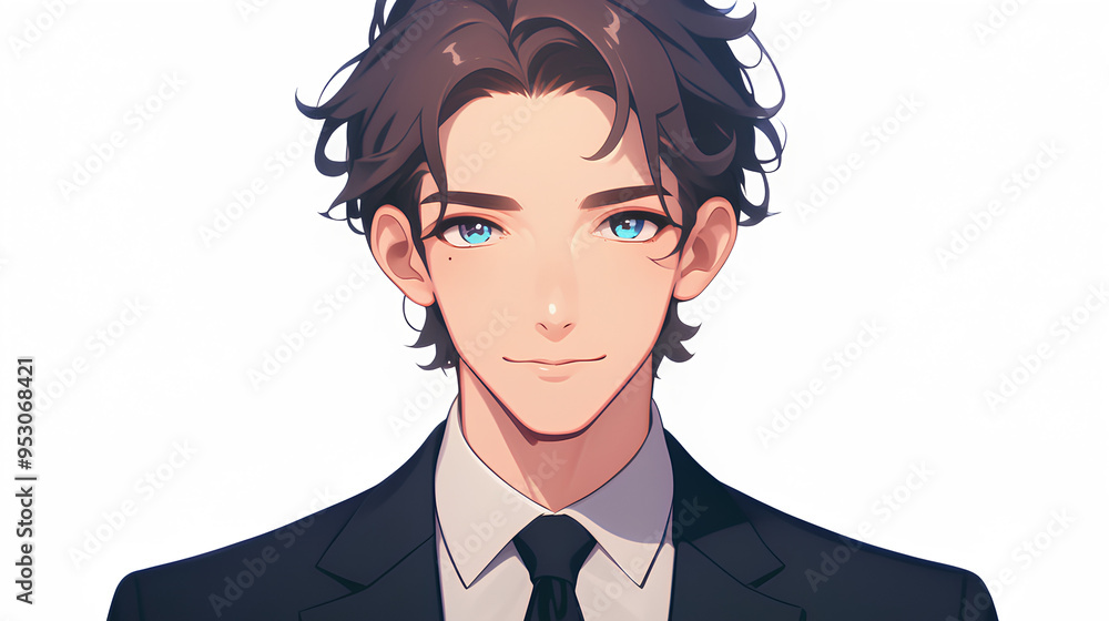 Anime avatar of a business man, elegant office person on white background Anime avatar of a business man, elegant office person on white background