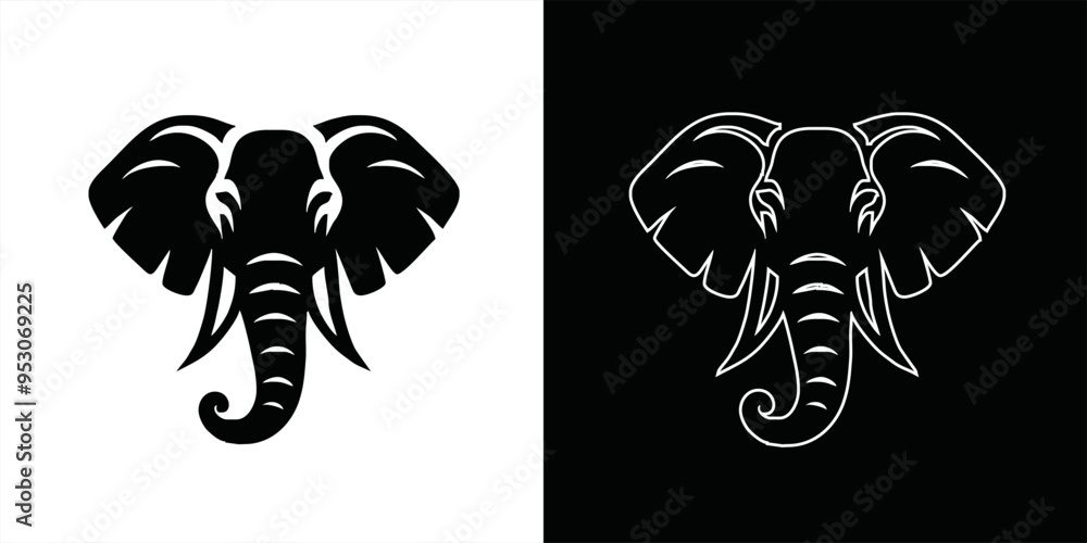 Fototapeta premium Elephant Logo. African indian Wildlife Elephant Logo Icon Vector Illustration design template