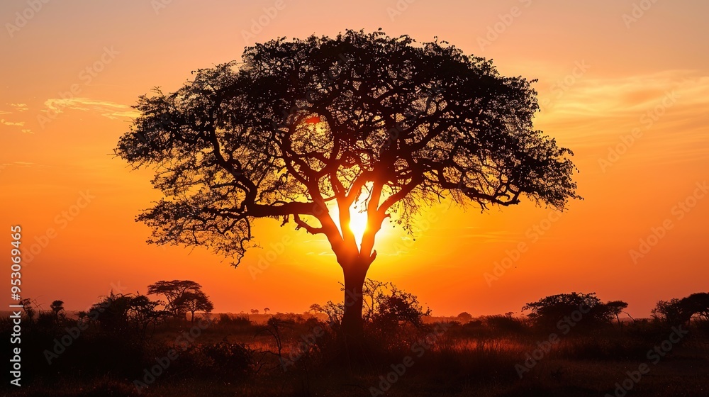 Sunset with tree wallpaper Sunset with tree wallpaper