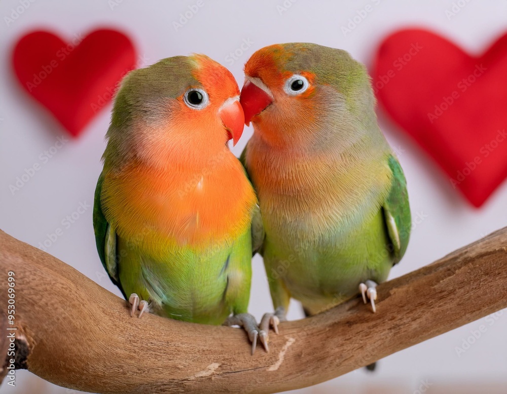 Naklejka premium two parrots on a branch