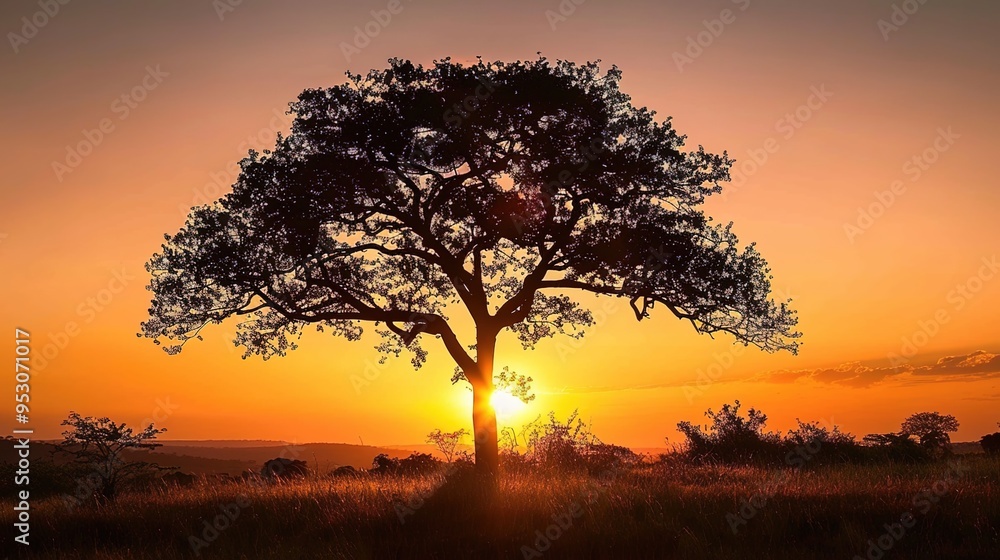 Sunset with tree wallpaper