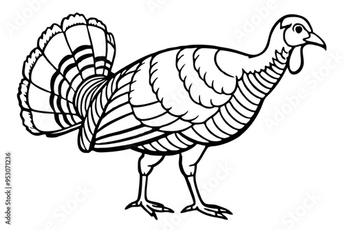 Wild turkey line art