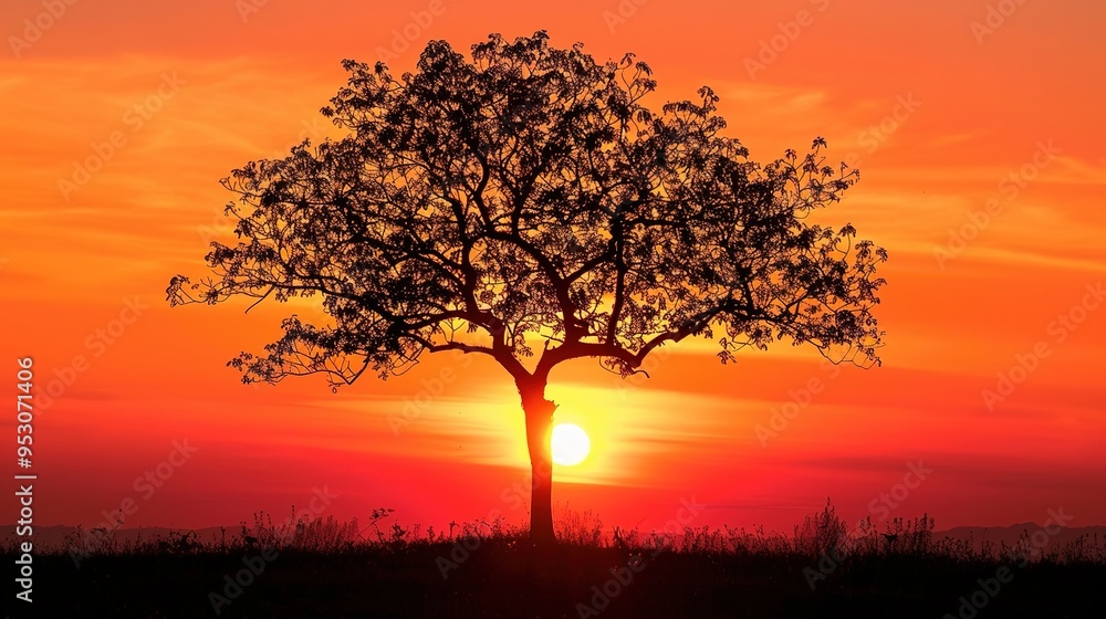 Sunset with tree wallpaper