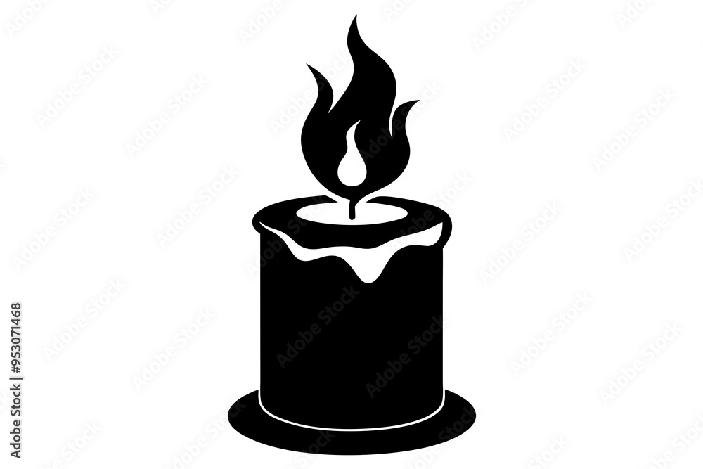 Burning candle silhouette isolated on white background Burning candle silhouette isolated on white background