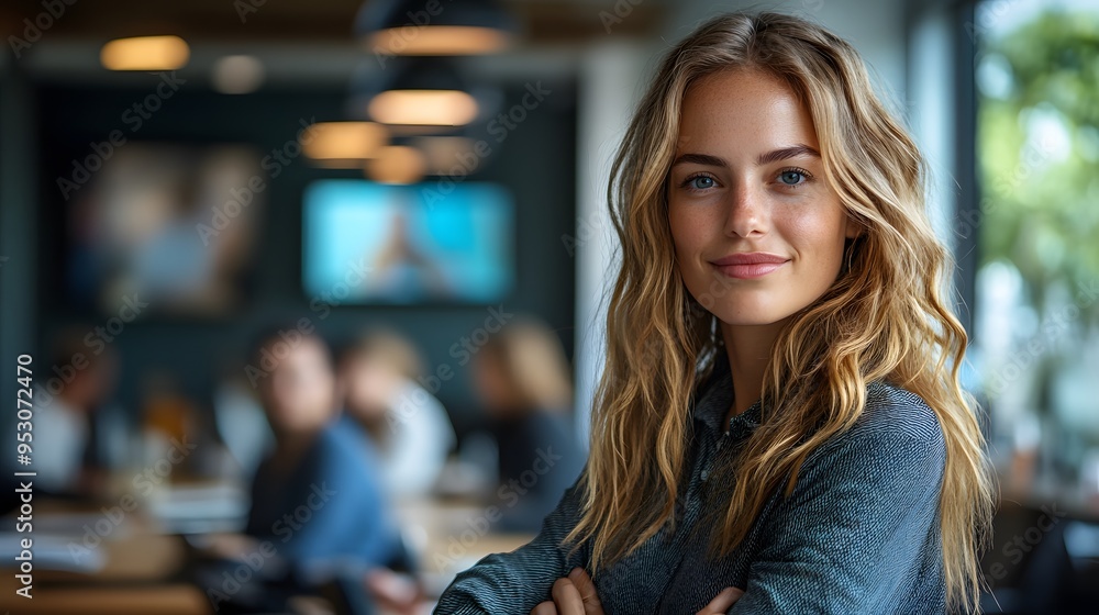 Group of professionals in a modern office, collaborating and brainstorming via video conference with distant partners. Group of professionals in a modern office, collaborating and brainstorming via video conference with distant partners.