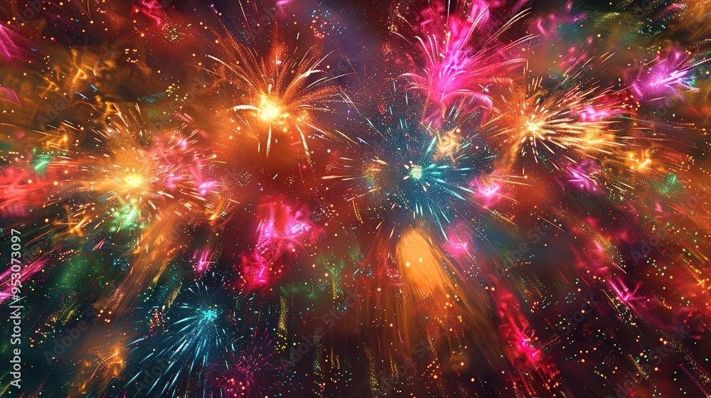 Naklejka premium Firework display wallpaper
