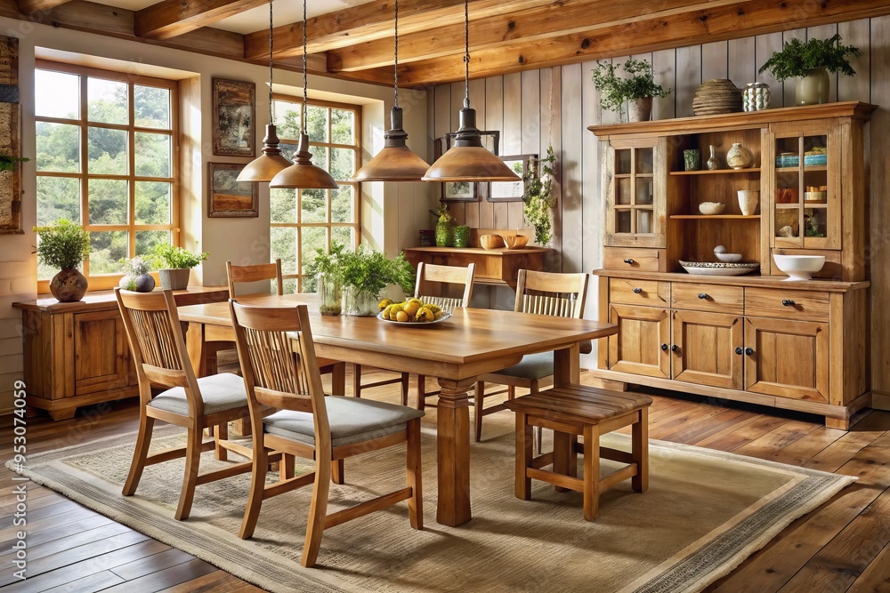Fototapeta premium stanley furniture european farmhouse rustic furniture sets country style dining chairs ash wood furniture traditional