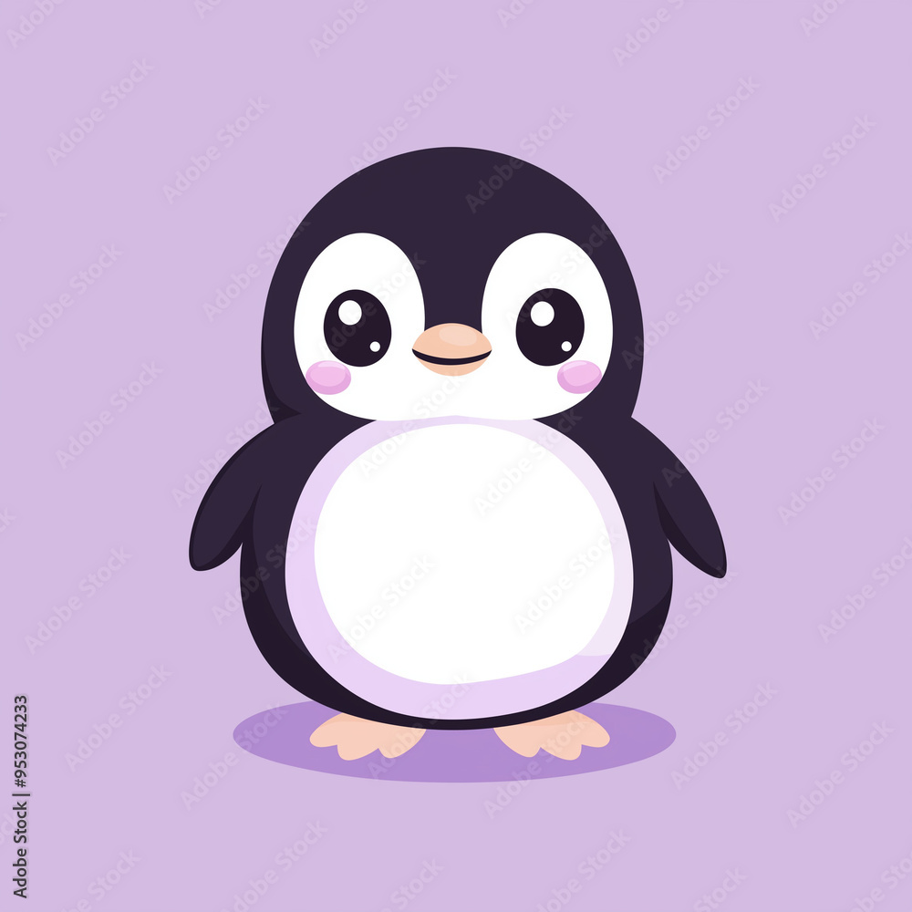 Cute Cartoon Penguin Character with Big Eyes on Purple Background
Cute Cartoon Penguin Character with Big Eyes on Purple Background