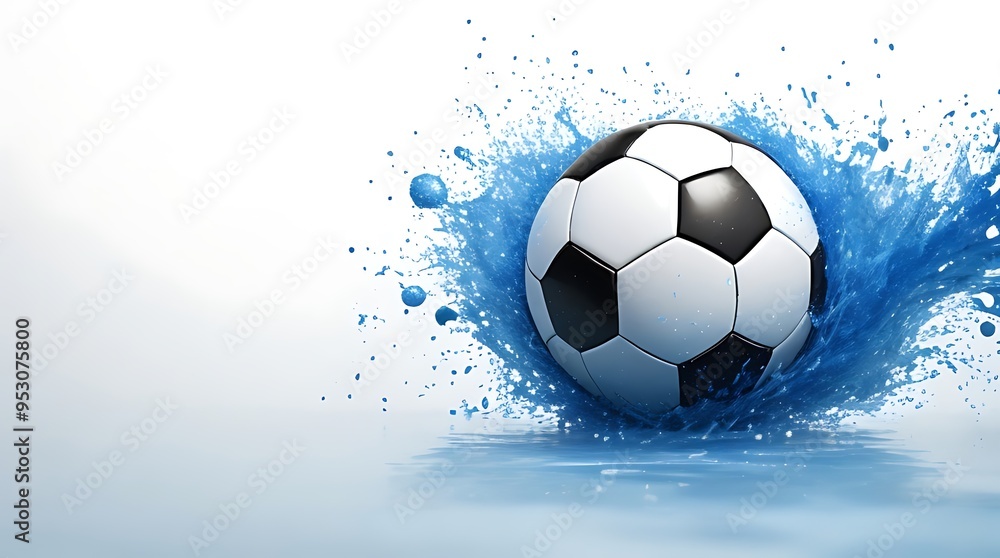 Fototapeta premium Football with Blue Splashes 