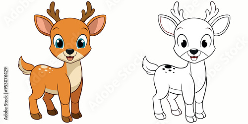 Cute Deer Smile Cartoon Coloring Page For Kids