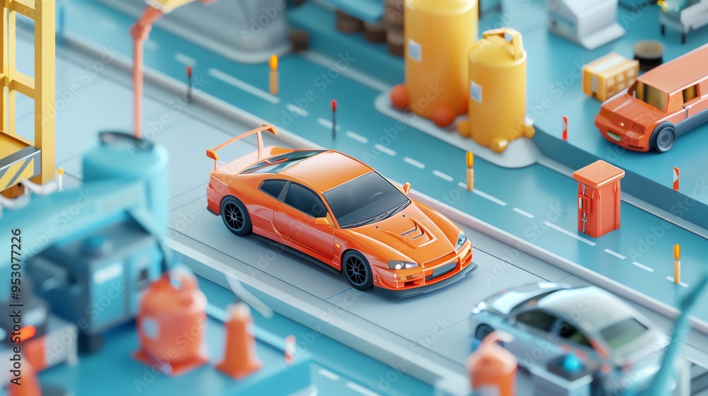 A 3D render of a digital flyer for vehicle safety inspection discounts A 3D render of a digital flyer for vehicle safety inspection discounts