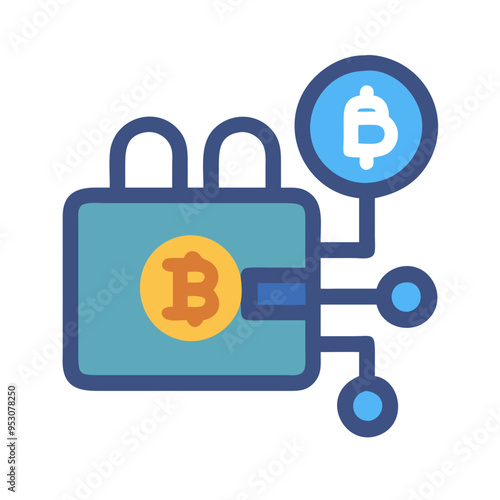 A Cryptocurrency icon that shows a digital coin, a secure wallet photo