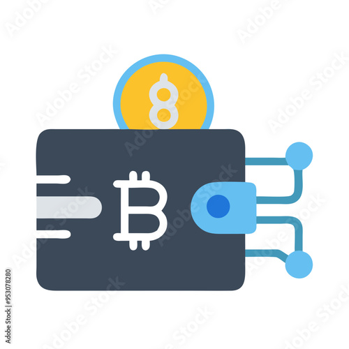 A Cryptocurrency icon that shows a digital coin, a secure wallet - Blockchain and Cryptocurrency Icon  photo