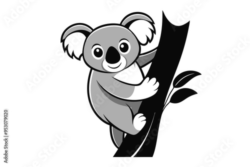 Minimal Koala Clinging to Tree C.eps