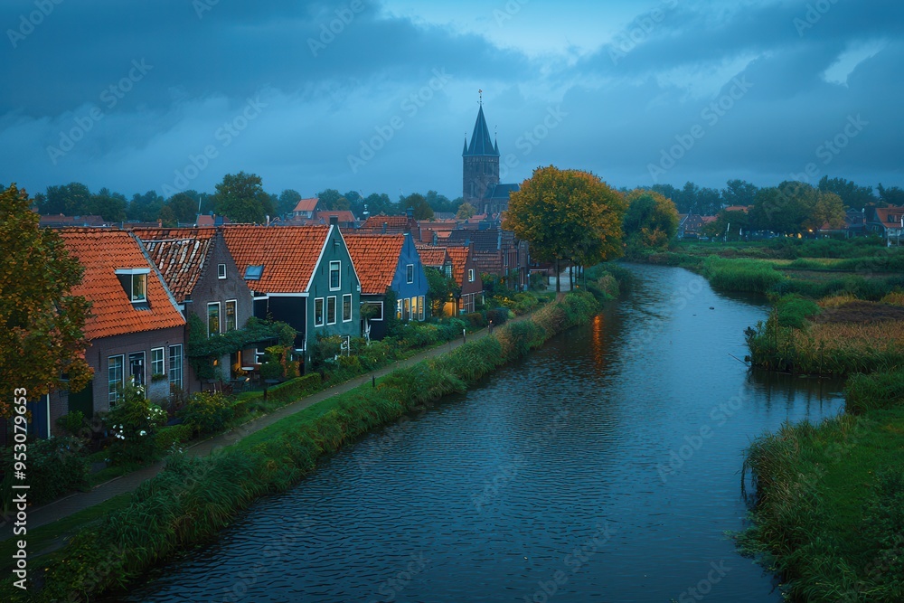 Soft evening light over a small town during Pepernoten Season in the Netherlands. Soft evening light over a small town during Pepernoten Season in the Netherlands.