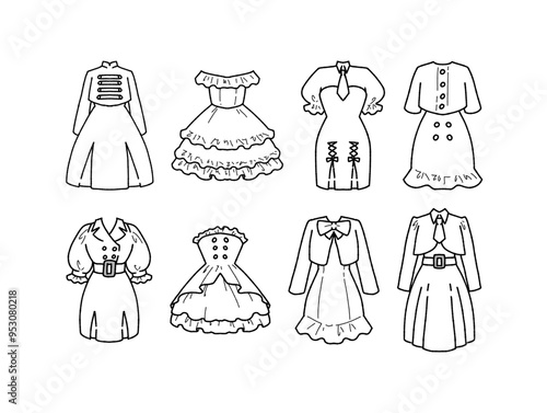 白のアイドル衣装のイラストセット