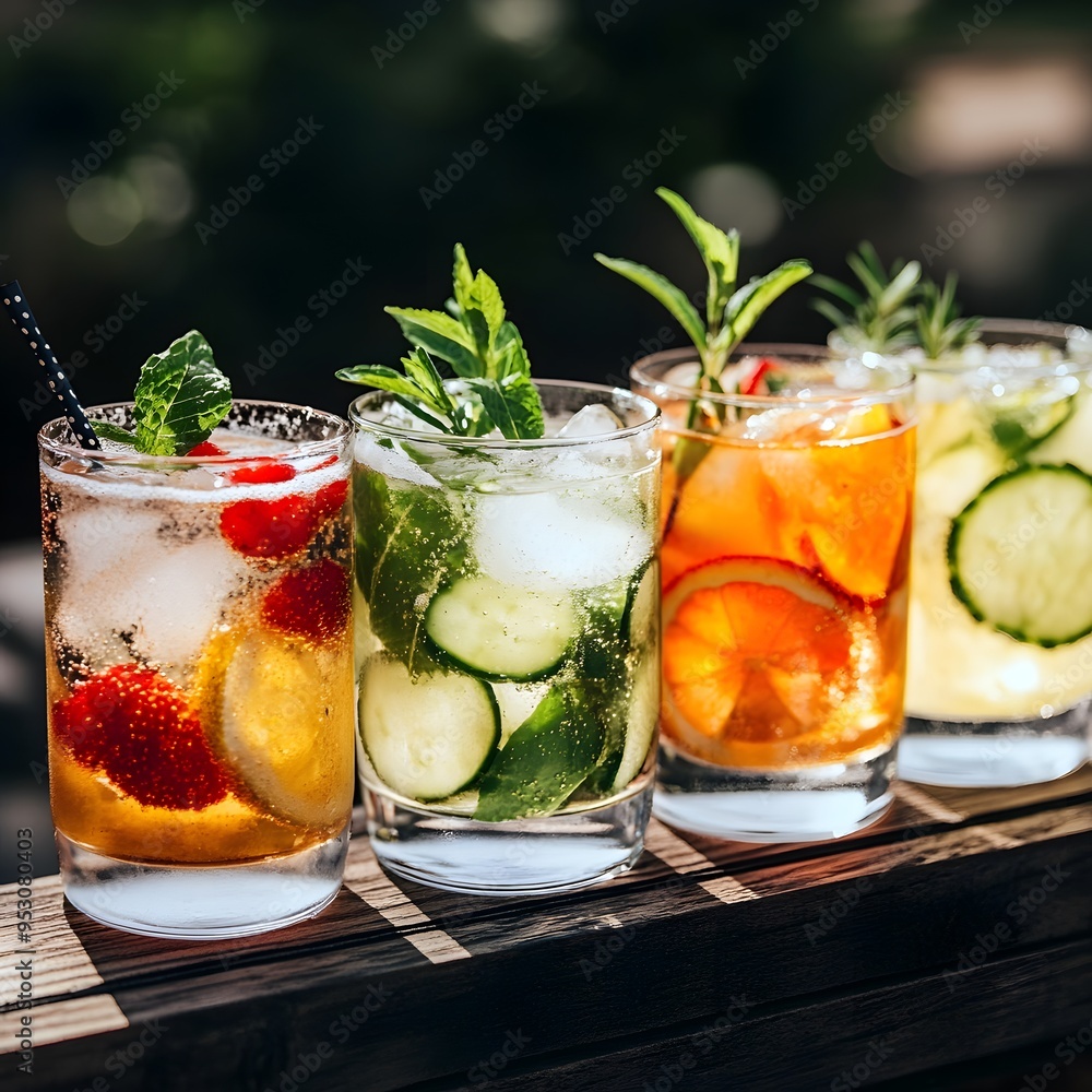 Minimalist bar serving a variety of delicious non-alcoholic spritzers 16:9 Minimalist bar serving a variety of delicious non-alcoholic spritzers 16:9