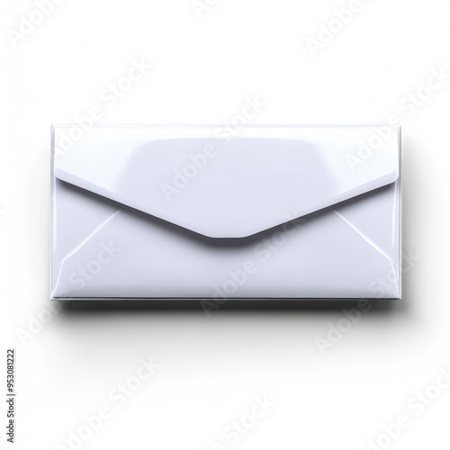 A clean, minimalistic image of a white envelope isolated on a white background, symbolizing communication, mail, and correspondence. photo