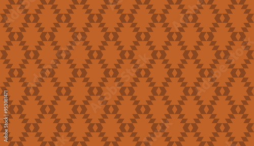 Seamless brown vintage Aztec rug ethnic textile pattern vector