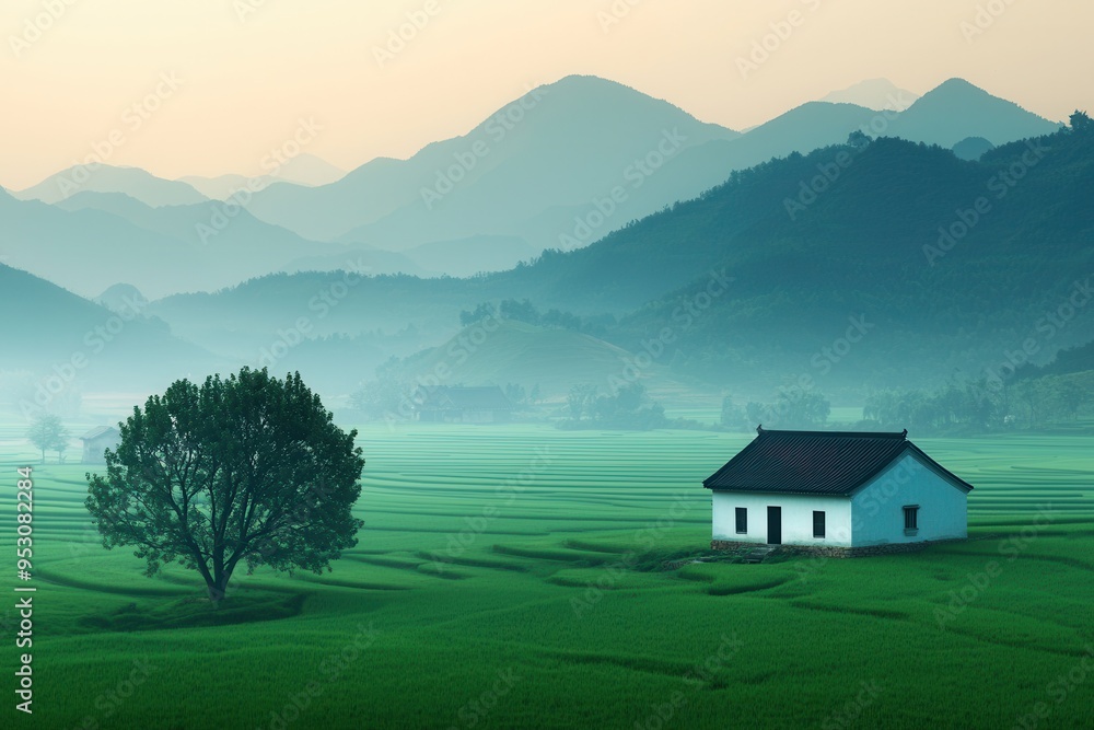 Tranquil countryside under soft evening light during Qingming Festival in China.
Tranquil countryside under soft evening light during Qingming Festival in China.