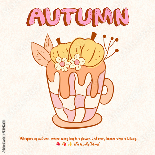 Groovy fall clipart Retro vintage autumn drink  Retro fall Trendy  Hippie Flower Cute Ghosts Pumpkins Halloween gift Fall Coffee Pumpkin Shirt, Comfort Colors Halloween Shirt, Coffee Latte Shirt