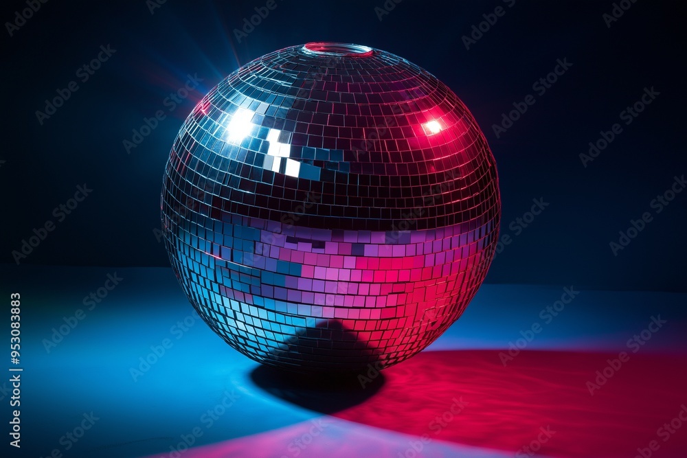 Obraz premium A colorful disco ball with lights shining on it