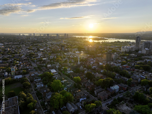 Sunset over central Ottawa with the Ottawa river in the background