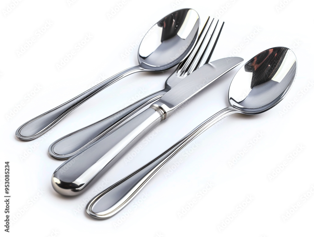 Spoon, Fork, and Knife Isolated on White Background: Essential Cutlery for Dining Spoon, Fork, and Knife Isolated on White Background: Essential Cutlery for Dining