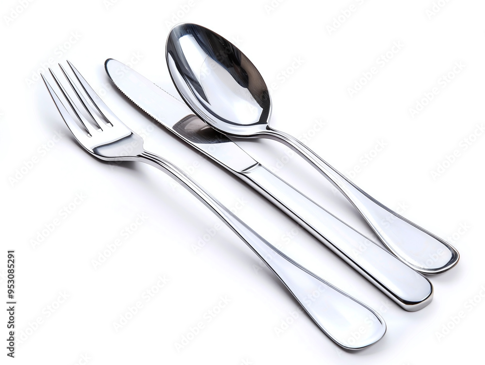 Spoon, Fork, and Knife Isolated on White Background: Essential Cutlery for Dining Spoon, Fork, and Knife Isolated on White Background: Essential Cutlery for Dining