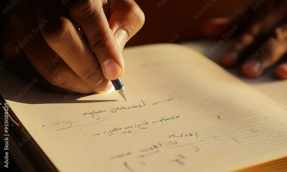 Jordanian Man Studying for Exam at Desk Jordanian Man Studying for Exam at Desk