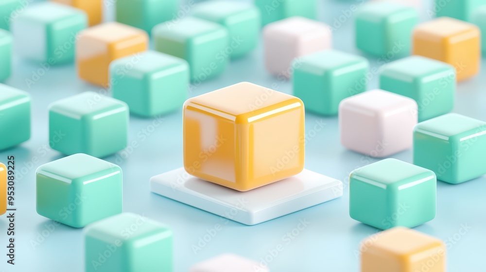 A vibrant composition of colorful cubes, featuring a standout yellow cube surrounded by pastel blocks, symbolizing uniqueness and creativity. A vibrant composition of colorful cubes, featuring a standout yellow cube surrounded by pastel blocks, symbolizing uniqueness and creativity.