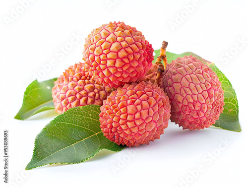 Isolated Lychee Fruit on White Background for Fresh Produce, Culinary, or Tropical Fruit Photography photo