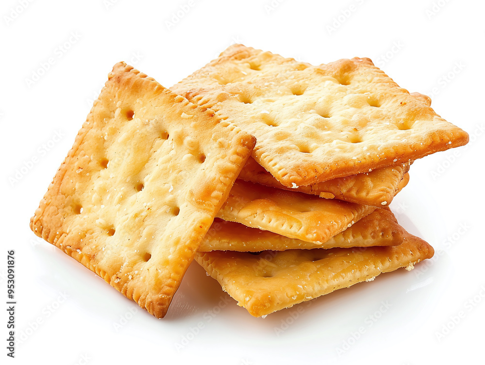 Rectangular Cheese Crackers Isolated on White Background Rectangular Cheese Crackers Isolated on White Background
