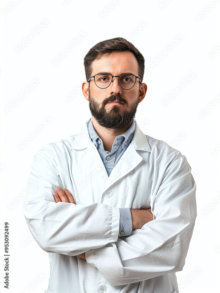 Portrait of Lab Scientist Isolated on White Background Portrait of Lab Scientist Isolated on White Background