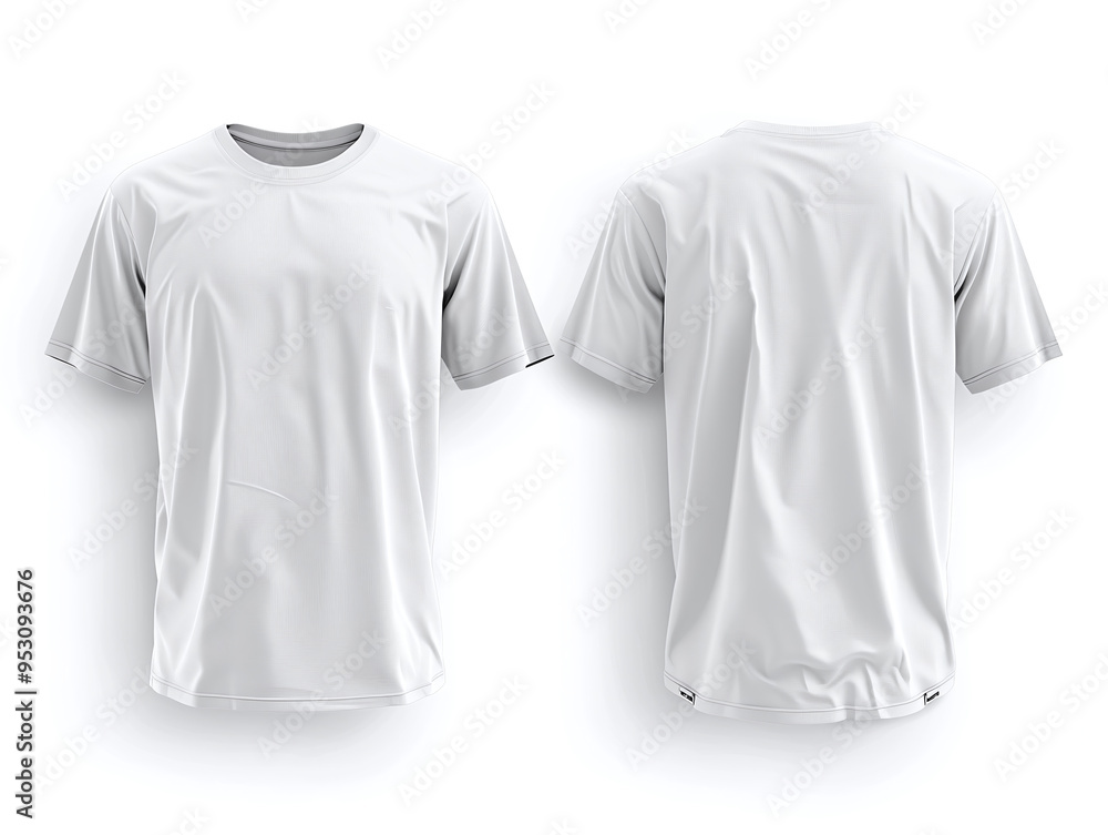 Front and Back View of Empty White T-Shirt Mockup: Clean Design for Branding and Customization with No Graphics or Text Front and Back View of Empty White T-Shirt Mockup: Clean Design for Branding and Customization with No Graphics or Text