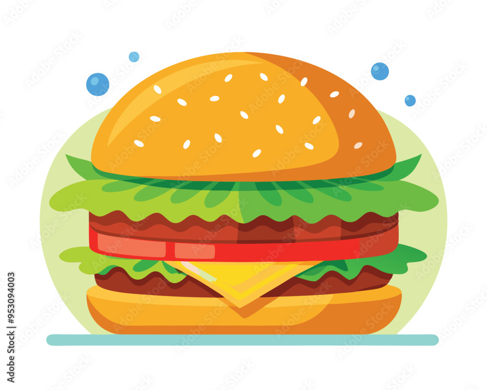 Delicious burger with fresh ingredients and vegetable vector illustration Delicious burger with fresh ingredients and vegetable vector illustration