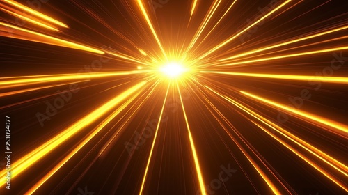 A bright yellow light is shining through a dark background. The light is so bright that it creates a sense of movement and energy. The image is dynamic and exciting