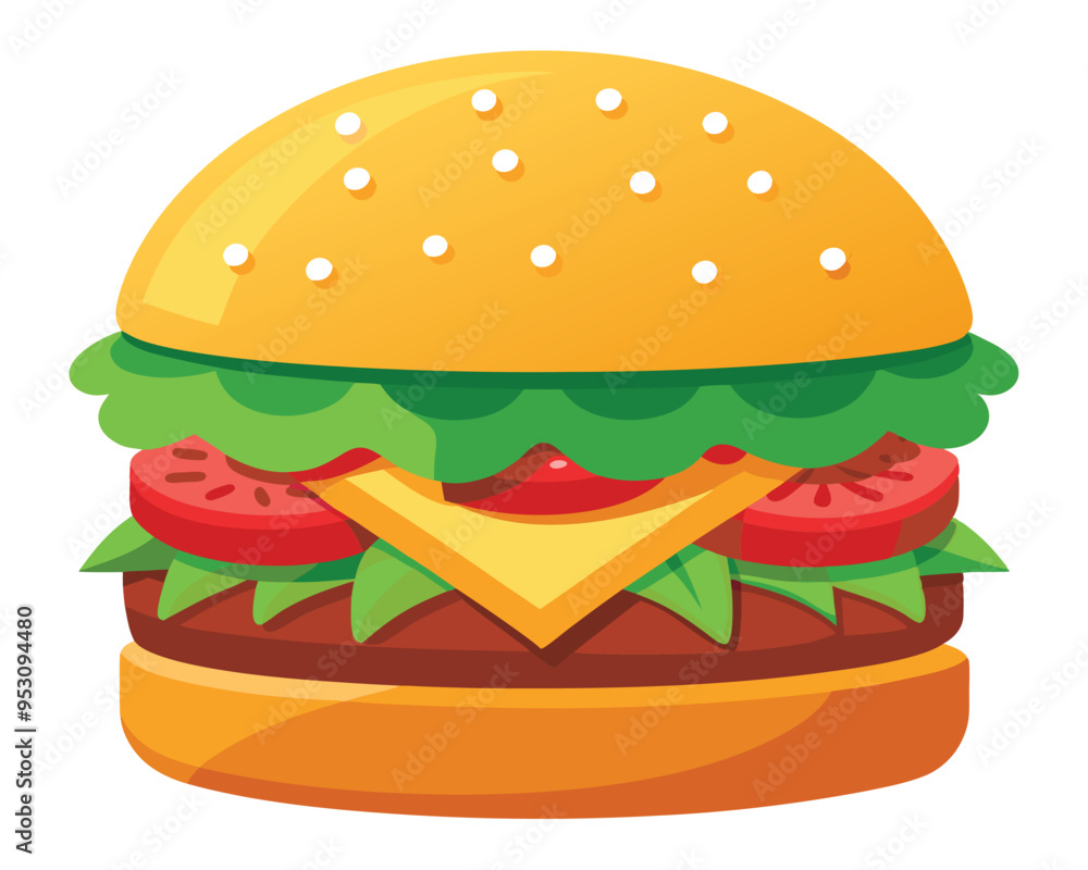 Delicious burger with fresh ingredients and vegetable vector illustration Delicious burger with fresh ingredients and vegetable vector illustration