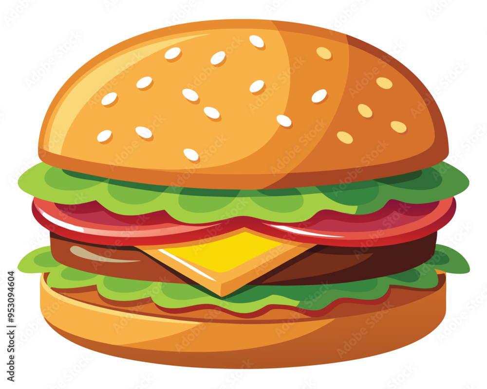 Delicious burger with fresh ingredients and vegetable vector illustration Delicious burger with fresh ingredients and vegetable vector illustration