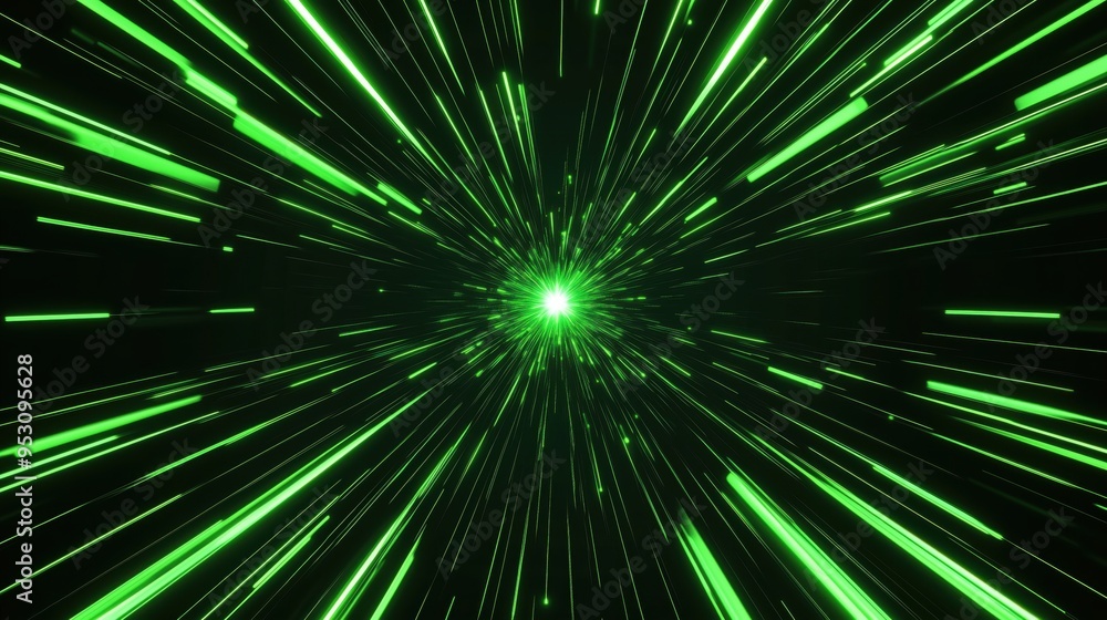 A green light is shining in the middle of a green and black background. The light is surrounded by green lines, creating a sense of movement and energy. The image conveys a feeling of excitement A green light is shining in the middle of a green and black background. The light is surrounded by green lines, creating a sense of movement and energy. The image conveys a feeling of excitement