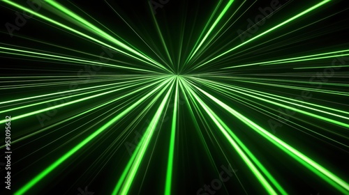 A green light that is very bright and has a lot of lines. It looks like it is moving