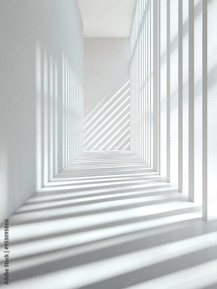 Abstract white interior background with shadows from a window, a modern architecture concept Abstract white interior background with shadows from a window, a modern architecture concept