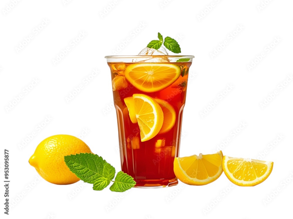 Ice Lemon tea on a white background Ice Lemon tea on a white background