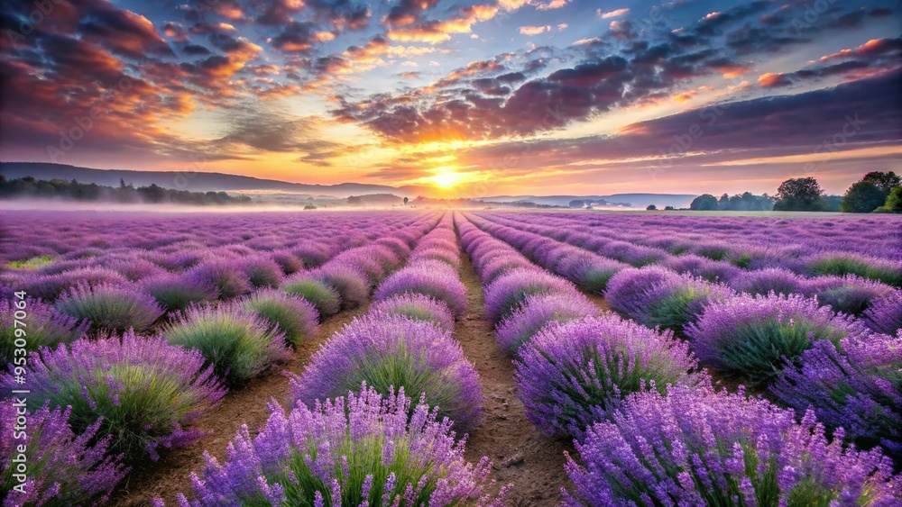 1. A majestic, sweeping view of a sprawling lavender field with purple hues glistening in the morning dew, capturing the delicate beauty of nature, peacefulness and serenity. 1. A majestic, sweeping view of a sprawling lavender field with purple hues glistening in the morning dew, capturing the delicate beauty of nature, peacefulness and serenity.