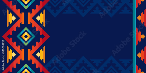 Hispanic heritage month background. Vector banner, poster for social media, networks. Greeting card with copy space. National Hispanic heritage month, ornament pattern on blue background
