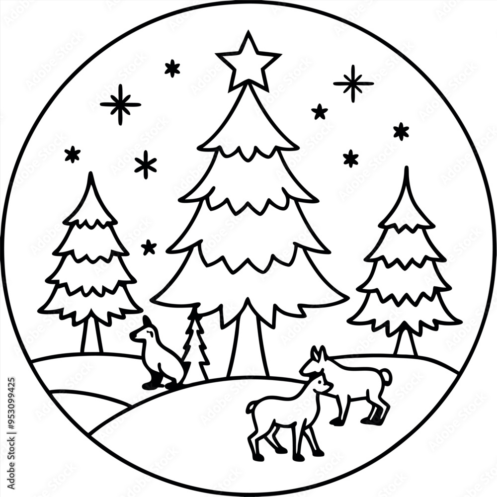 Naklejka premium a drawing of a christmas tree