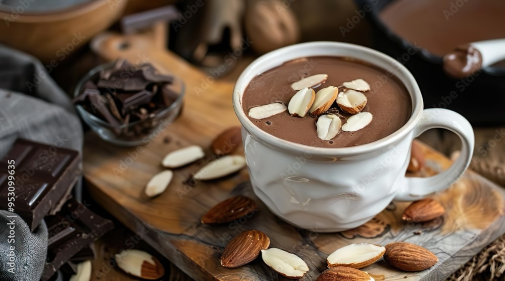 Hot Chocolate with Almond Slices Hot Chocolate with Almond Slices