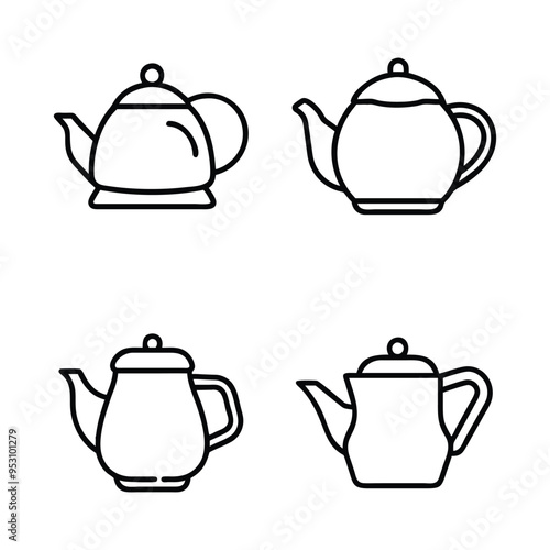 Teapot Line Icon: Sleek Vector Illustration for Tea and Beverage Design