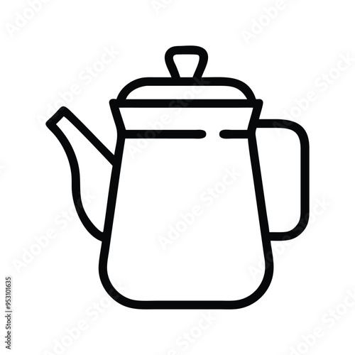 Teapot Line Icon: Elegant Vector Illustration for Tea and Beverage Themes